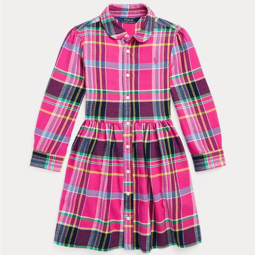 Polo by Ralph Lauren Pink and Black Ruffled A-Line Dress